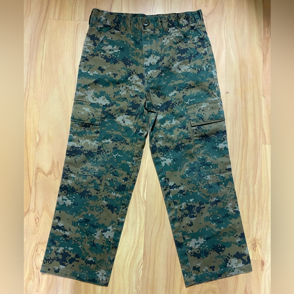 Boys Cargo Trooper Green Camo Pants 6
